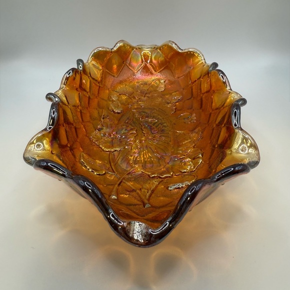 Imperial Glass Vintage Pansy Marigold Carnival Glass Dish - Picture 3 of 9